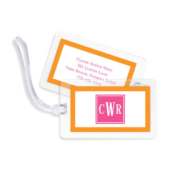 Tangerine Border Luggage Tags